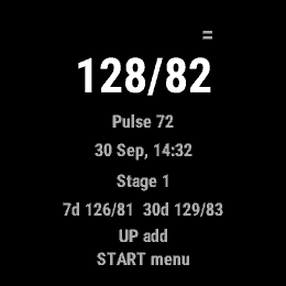 Blood Pressure Log, Forerunner 255, screen 1
