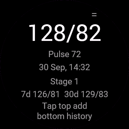 Blood Pressure Log, Venu 3, screen 1