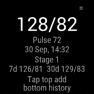 Blood Pressure Log, Venu Sq 2, screen 1
