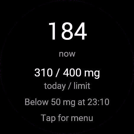 Caffeine Log, Venu 3, screen 1