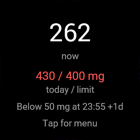 Caffeine Log, Venu 3, screen 2