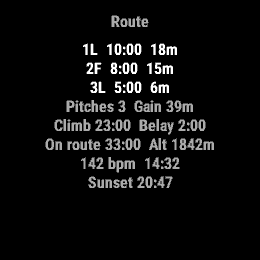 Multi-Pitch Climb, Forerunner 255, screen 2