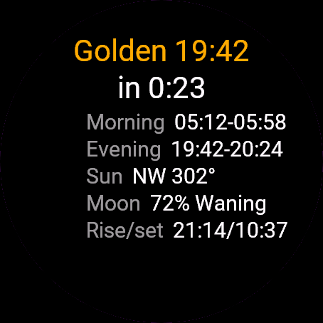 Golden Hour, Venu 3, screen 1