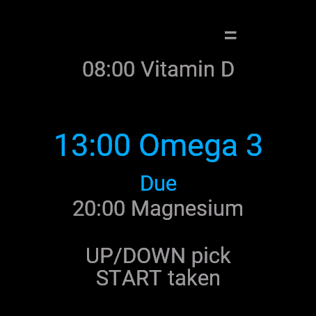 Pill Reminder, fenix 8 47 mm, screen 1