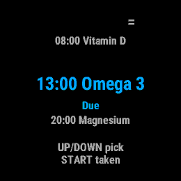 Pill Reminder, Forerunner 255, screen 1
