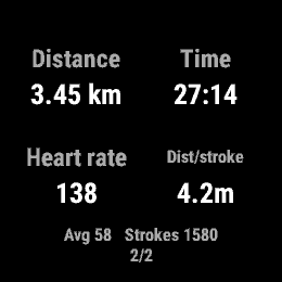 Paddle Rate, Forerunner 255, screen 2