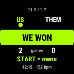 Pickleball Score, Forerunner 255, screen 2