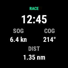 Regatta Start Timer, Forerunner 255, screen 2