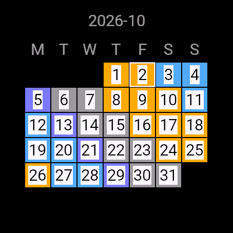 Shift Calendar, fenix 8 47 mm, screen 2