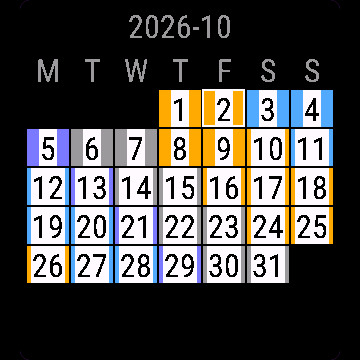Shift Calendar, Venu Sq 2, screen 2