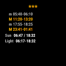 Solunar Hunt Fish, Forerunner 255, screen 1