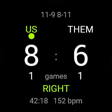 Squash Score, Venu 3, screen 1