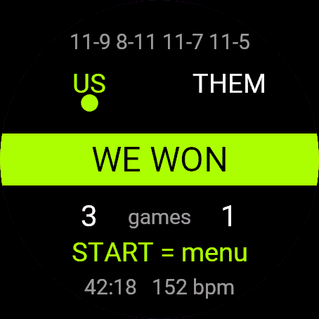 Squash Score, Venu 3, screen 2