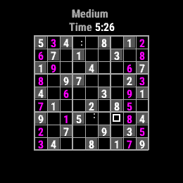 Sudoku Watch, Forerunner 255, screen 1