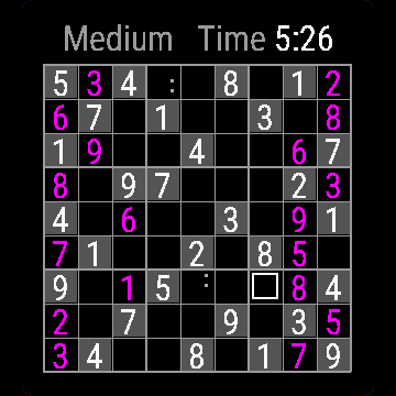 Sudoku Watch, Venu Sq 2, screen 1