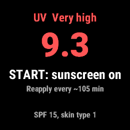 Sunscreen Timer, Forerunner 255, screen 2
