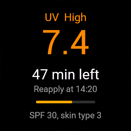 Sunscreen Timer, Venu 3, screen 1