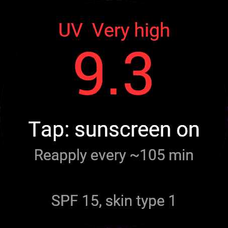 Sunscreen Timer, Venu 3, screen 2