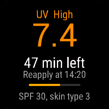 Sunscreen Timer, Venu Sq 2, screen 1