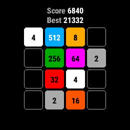 Tiles 2048, Forerunner 255, screen 1