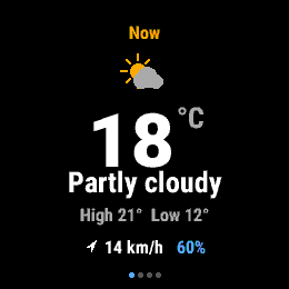 Weather Hourly, Forerunner 255, screen 1