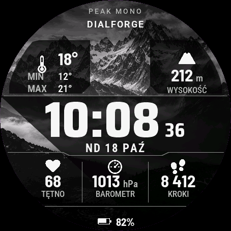 Peak Mono watch face, view 2